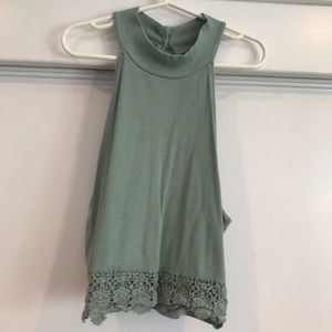 LA Hearts Green high neck crop top